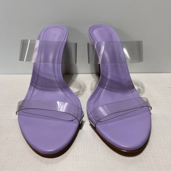 Schutz Ariella Strappy Vinyl Mules in Smoky Grape Clear Slip On Women's Size 9B - Picture 6 of 10